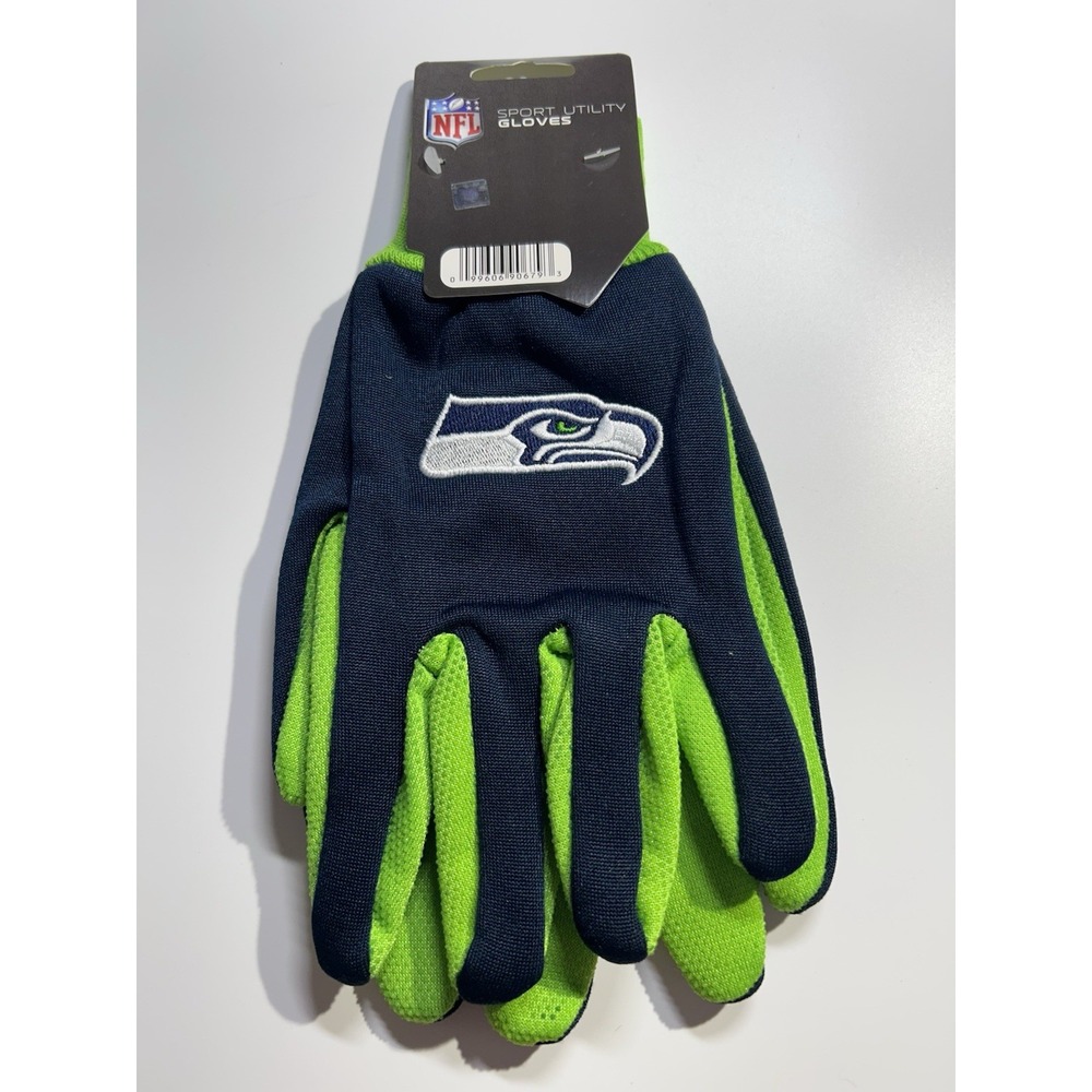 New Adult NFL Seattle Seahawks Blue/Neon Green Utility Winter Gloves-PMJS